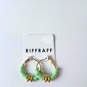 NWT Riffraff Beaded Hoop Mint Earrings